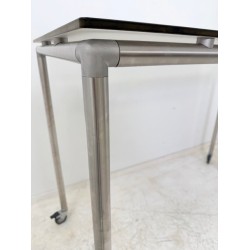 Ahrend Move-it standing table on wheels, white solid core stainless steel 150x75x110