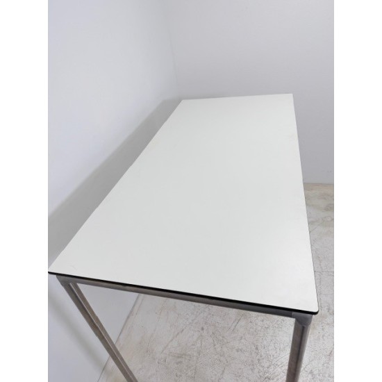 tweedehands - gebruikt - refurbished Ahrend Move-it standing table on wheels, white solid core stainless steel 150x75 Standing  table