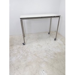 Ahrend Move-it standing table on wheels, white solid core stainless steel 150x75x110
