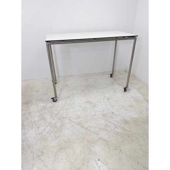 tweedehands - gebruikt - refurbished Ahrend Move-it standing table on wheels, white solid core stainless steel 150x75 Standing  table