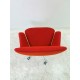 tweedehands - gebruikt - refurbished Arper Aston 1927 Office Chair, Red Fabric and Chrome Armchair
