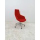 tweedehands - gebruikt - refurbished Arper Aston 1927 Office Chair, Red Fabric and Chrome Armchair