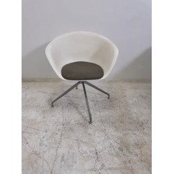 Arper Duna armchair swivel base white seat gray fabric 