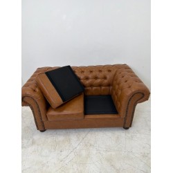 Chesterfield set 2-zits bank en fauteuil cognac kunstleer design