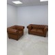 tweedehands gebruikt refurbished Bank Chesterfield set 2-zits bank en fauteuil cognac kunstleer design tweedehands - gebruikt - refurbished Chesterfield set 2-zits bank en fauteuil cognac kunstleer design Bank