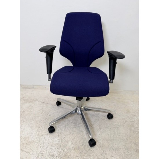 tweedehands - gebruikt - refurbished Giroflex 64-3578 bureaustoel blauw stof 4D armleuningen gepolijst voetenkruis NPR1813 bureaustoelen
