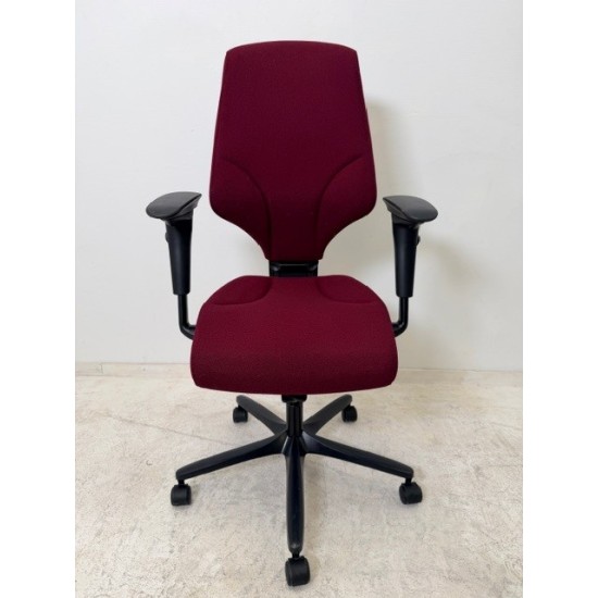 tweedehands - gebruikt - refurbished Giroflex 64-3578 bureaustoel bordeaux stof zwart frame 4D armleuningen NPR1813 bureaustoelen