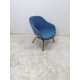 tweedehands - gebruikt - refurbished Hay AAL83 Armchair, Blue Fabric, Oak Base Bucket seat chairs