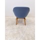 tweedehands - gebruikt - refurbished Hay AAL83 Armchair, Blue Fabric, Oak Base Bucket seat chairs