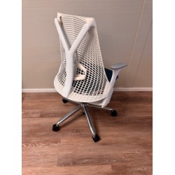 Herman Miller Sayl white turquoise office chair showroom model