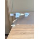tweedehands - gebruikt - refurbished Humanscale M8 design monitorarm met crossbar voor 2 monitoren wit gepolijst bolt trough bladbevestiging Monitorarmen