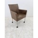 tweedehands - gebruikt - refurbished Leather armchair on wheels for hard floors, delivery color Chairs 4 legs