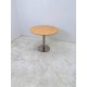 tweedehands - gebruikt - refurbished Round table with stainless steel column base and beech top, 90 cm Design table