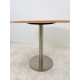 tweedehands - gebruikt - refurbished Round table with stainless steel column base and beech top, 90 cm Design table