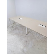Pami B Long vergadertafel 280x100 wit zand melamine