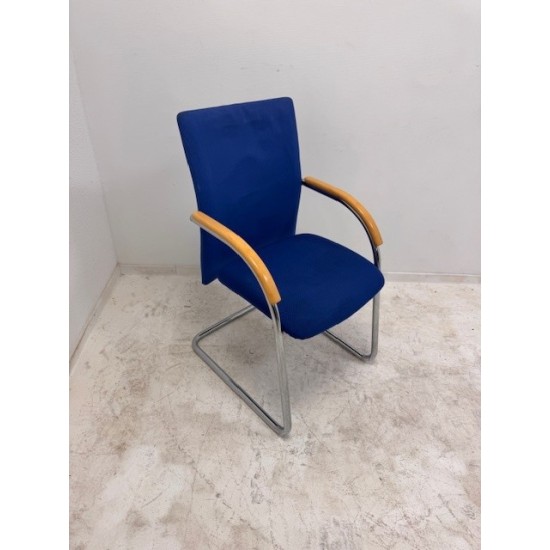 tweedehands - gebruikt - refurbished Ronal Eron SA0092F sledestoel chroom blauw stof Vergaderstoelen