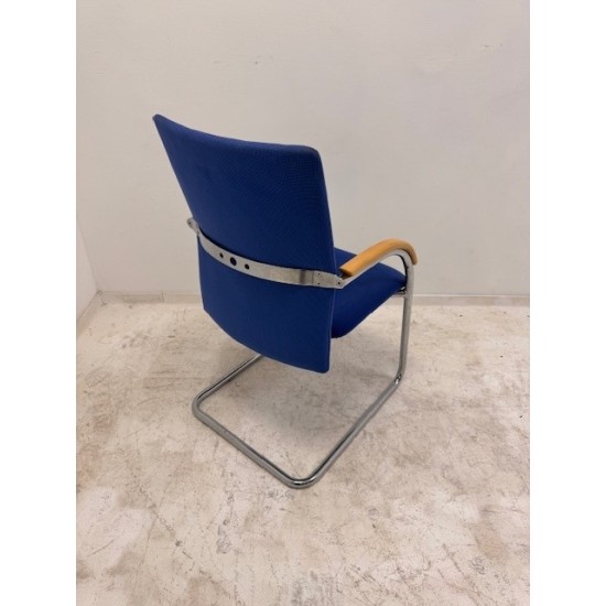 tweedehands - gebruikt - refurbished Ronal Eron SA0092F sledestoel chroom blauw stof Vergaderstoelen