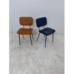 Satelliet Gerlin SC stoel schoolstoel eetkamerstoel blauw cognac