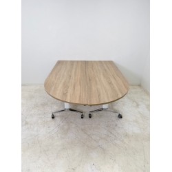 Schaffenburg folding tables with white chrome frame and oak top in various sizes!