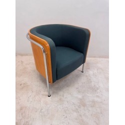 Thonet S3001 fauteuil groen met beuken rug
