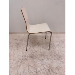 Van der Sluis Noa 4-leg chair, gray and white stackable (Casala)