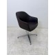 tweedehands - gebruikt - refurbished Vitra Softshell kuipstoel luxe bruin leder alu gepolijst Kuipstoelen