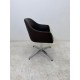 tweedehands - gebruikt - refurbished Vitra Softshell kuipstoel luxe bruin leder alu gepolijst Kuipstoelen