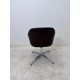 tweedehands - gebruikt - refurbished Vitra Softshell kuipstoel luxe bruin leder alu gepolijst Kuipstoelen