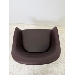 Vitra Softshell kuipstoel luxe bruin leder aluminium gepolijst