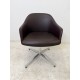 tweedehands - gebruikt - refurbished Vitra Softshell kuipstoel luxe bruin leder alu gepolijst Kuipstoelen