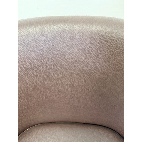 tweedehands - gebruikt - refurbished Vitra Softshell kuipstoel luxe bruin leder alu gepolijst Kuipstoelen
