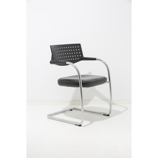 tweedehands - gebruikt - refurbished Vitra VisaVis Sledestoel Leer Chrome Vergaderstoelen