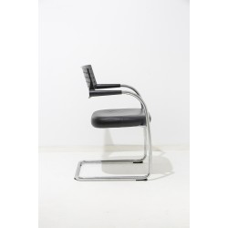 Vitra VisaVis Sledestoel Leer Chrome
