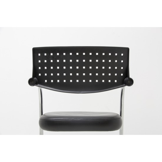 tweedehands - gebruikt - refurbished Vitra VisaVis Sledestoel Leer Chrome Vergaderstoelen