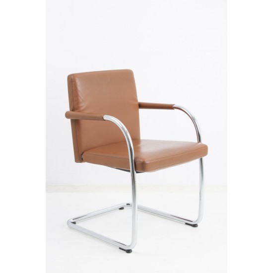 tweedehands - gebruikt - refurbished Vitra Visasoft Cantilever Chair Brown Leather Meeting chairs