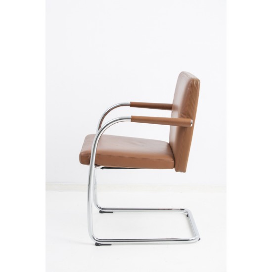 tweedehands - gebruikt - refurbished Vitra Visasoft Cantilever Chair Brown Leather Meeting chairs