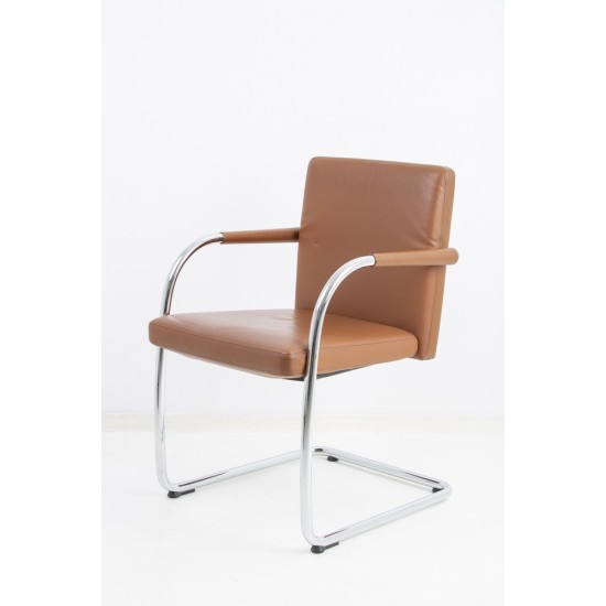 tweedehands - gebruikt - refurbished Vitra Visasoft Cantilever Chair Brown Leather Meeting chairs