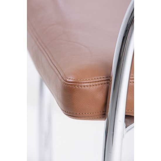 tweedehands - gebruikt - refurbished Vitra Visasoft Cantilever Chair Brown Leather Meeting chairs