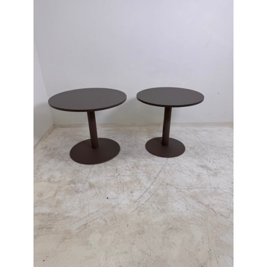 tweedehands - gebruikt - refurbished Voortman round column table champagne color 80 and 90 cm Lounge table
