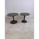 tweedehands - gebruikt - refurbished Voortman round column table champagne color 80 and 90 cm Lounge table
