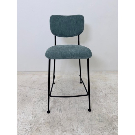 tweedehands - gebruikt - refurbished Zuiver Benson nieuwe luxe barkruk grijs/blauw ribstof Krukken
