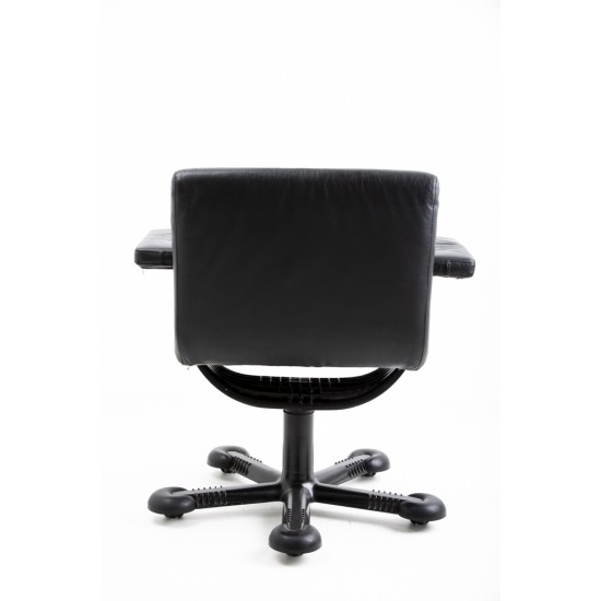 tweedehands gebruikt refurbished Bureaustoelen Molteni Bureaustoel zwart leer tweedehands - gebruikt - refurbished Molteni Bureaustoel zwart leer Bureaustoelen